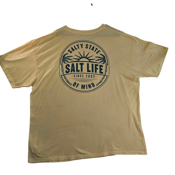 Salt Life Salty State of Mind Yellow Graphic Tee Mens Size 2XL - Picture 2 of 5